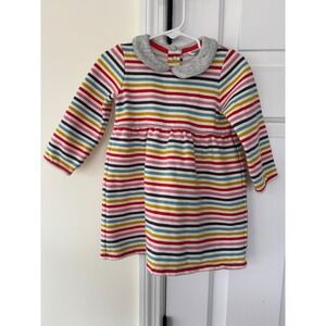 Baby Boden Girls Multi Stripe Peter Pan Collar Jersey Dress 18-24 Months